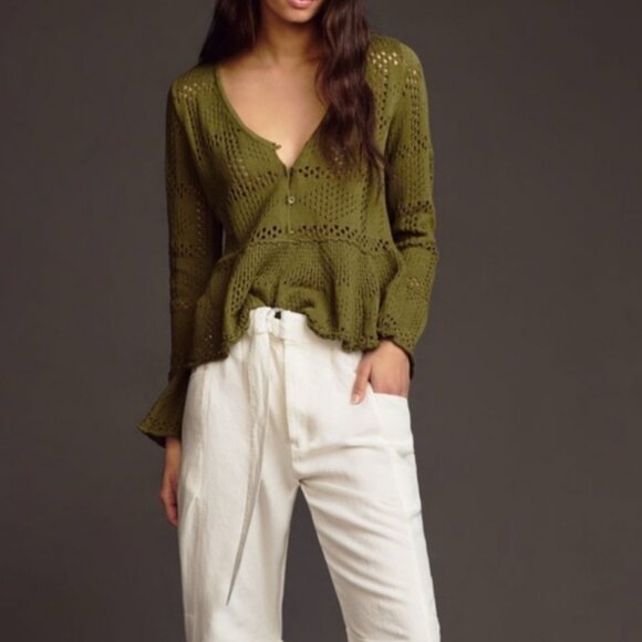 Anthropologie Olive Green Sweater - Picture 2 of 12